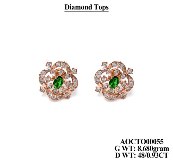 18K Rose Gold Floral Diamond Tops Stud Earrings
