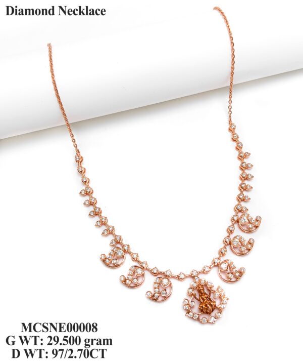 Elegant Floral Diamond Necklace in Rose Gold- 2.70 Carat Diamond