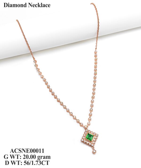 Elegant Floral Diamond Necklace in Rose Gold- 1.73 Carat Diamond