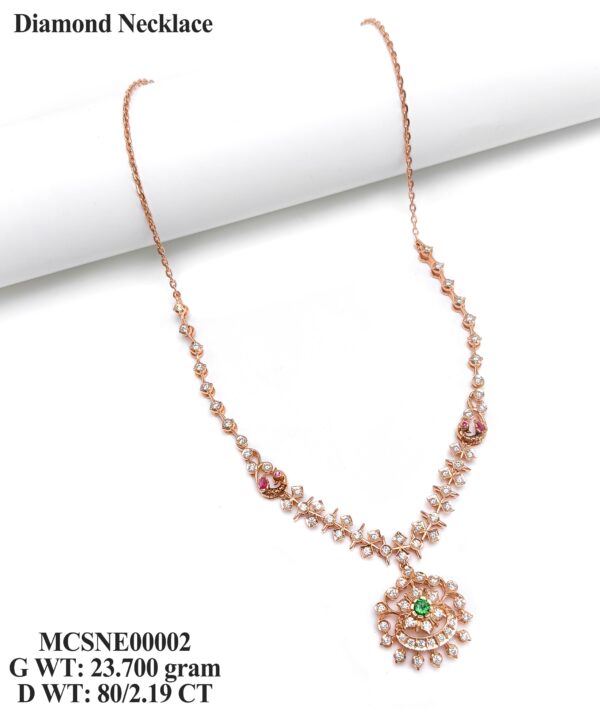 Designer Rose Gold Diamond Statement Necklace -2.19ct Genuine Diamonds