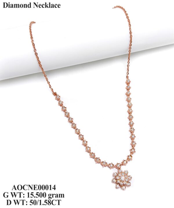 Designer Rose Gold Diamond Statement Necklace -1.58ct Genuine Diamonds