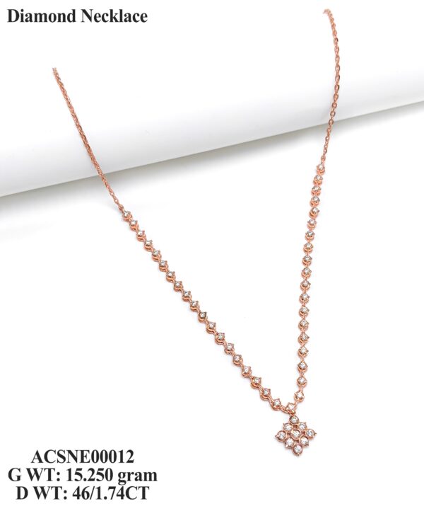 Elegant Rose Gold Floral Diamond Necklace - 1.74ct Genuine Diamonds