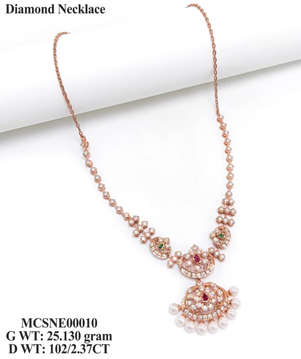 Elegant Rose Gold Floral Diamond Necklace - 2.37ct Genuine Diamonds