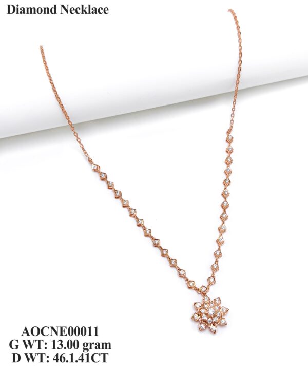 Elegant Rose Gold Floral Diamond Necklace - 1.41ct Genuine Diamonds