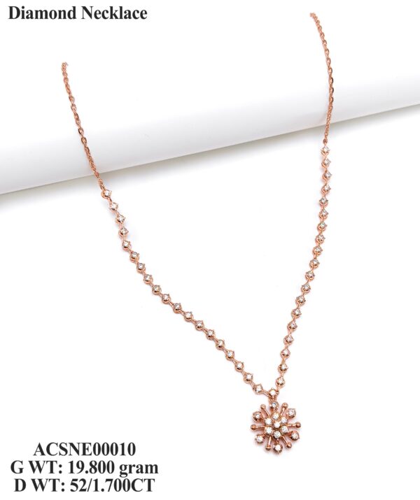 Elegant Floral Diamond Necklace in Rose Gold- 1.70 Carat Diamond