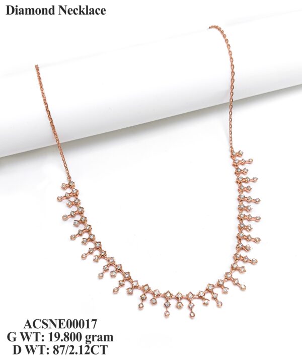Elegant Floral Diamond Necklace in Rose Gold- 2.12 Carat Diamond