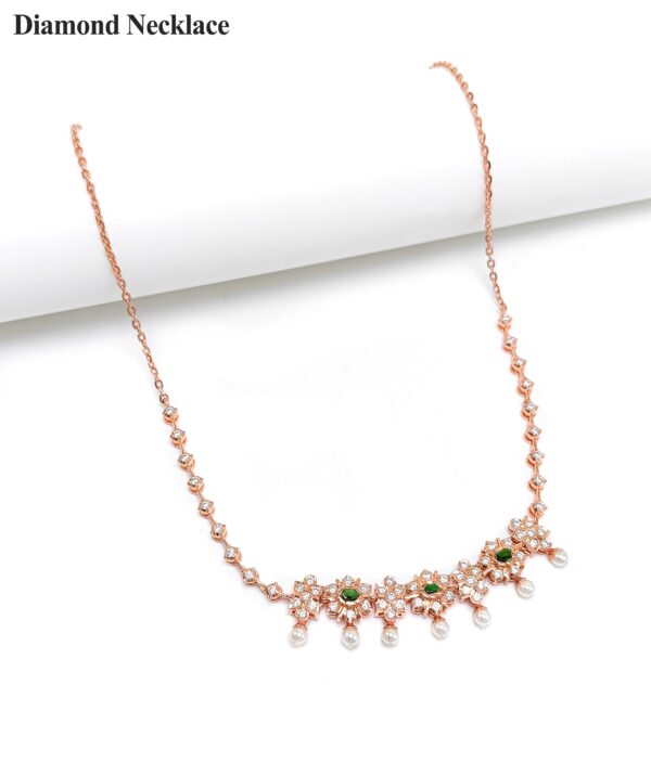 Elegant Floral Diamond Necklace in Rose Gold
