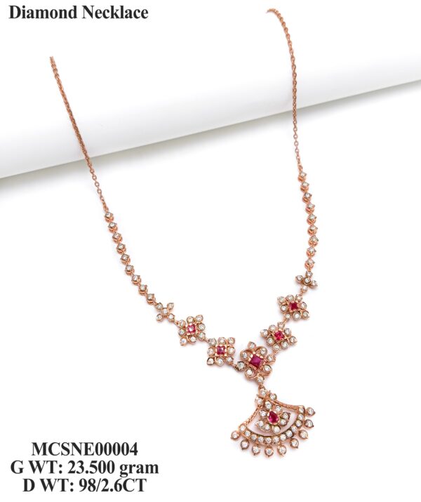 Elegant Floral Diamond Necklace in Rose Gold- 2.6carat Diamond