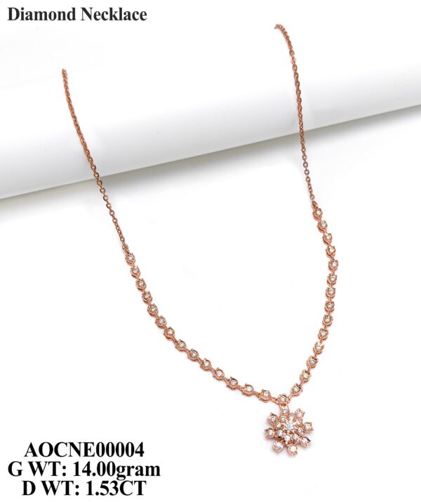 Elegant Floral Diamond Necklace in Rose Gold- 1.53carat Diamond