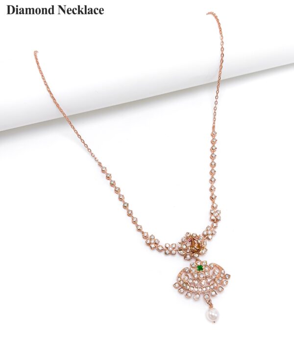 Elegant Floral Diamond Necklace in Rose Gold