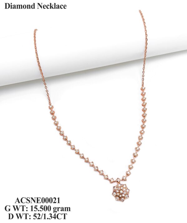Luxury Rose Gold Diamond Statement Necklace- 15g Gold