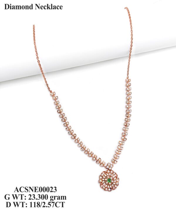 Designer 2.57 Carat Diamond Rose Gold Necklace for Women