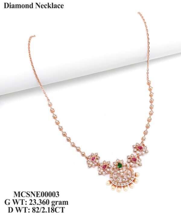 Designer 2.18 Carat Diamond Rose Gold Necklace for Women
