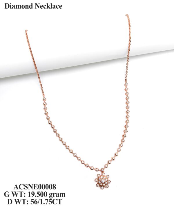 Designer 1.75 Carat Diamond Rose Gold Necklace for Women