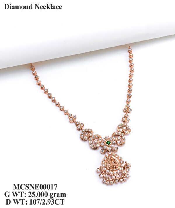 Designer 2.93 Carat Diamond Rose Gold Necklace for Women