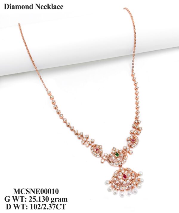 Elegant Floral Diamond Necklace in Rose Gold - NKGN00279