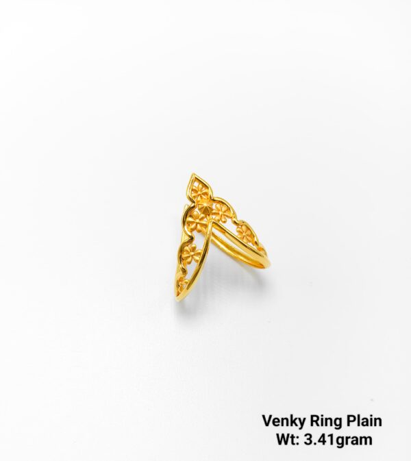 22k Yellow Gold Venky Ring for Women - Lightweight 3.41g