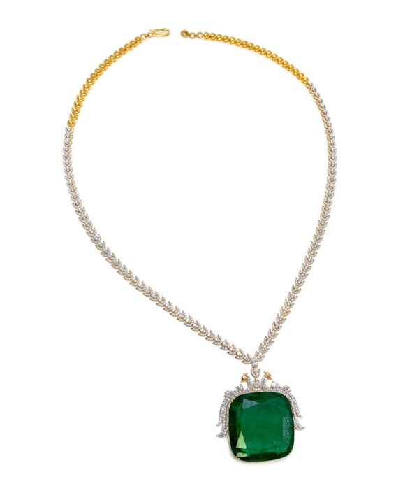 Luxury Yellow Gold Diamond Statement Necklace with Ruby Accents