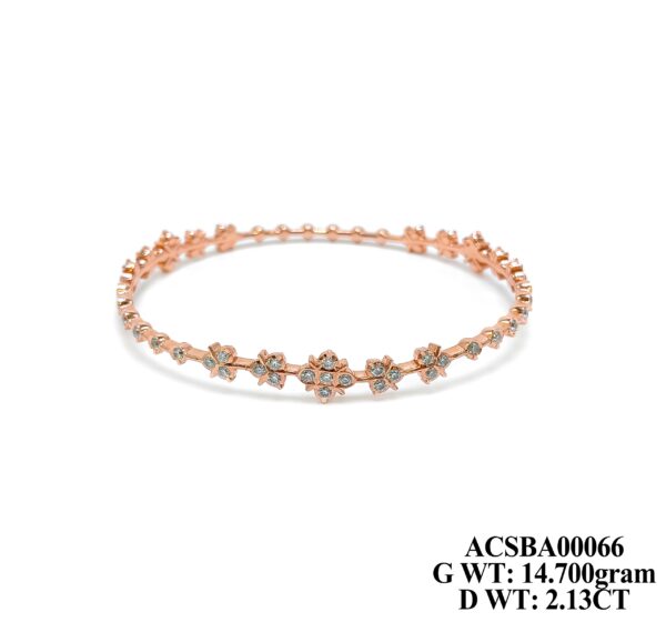 Designer Rose Gold and Diamond Bangle - 14.700 Grams Fine Jewelry