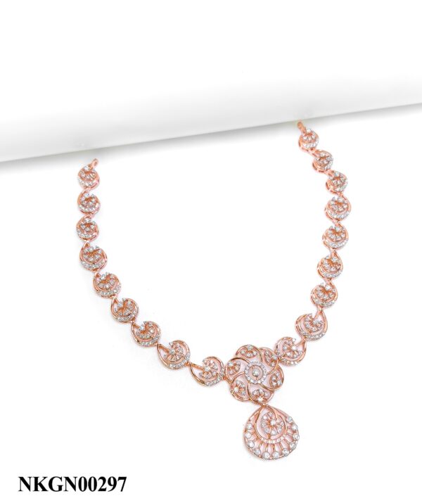 Designer Rose Gold Diamond Statement Necklace with Teardrop Charm