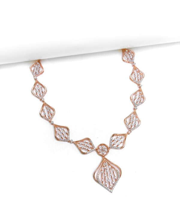 Luxury Rose Gold Floral Diamond Necklace - IGI Certified Diamond