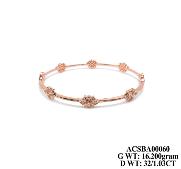 Elegant 16g Rose Gold Diamond Bangle - 1.03ct Designer Bracelet