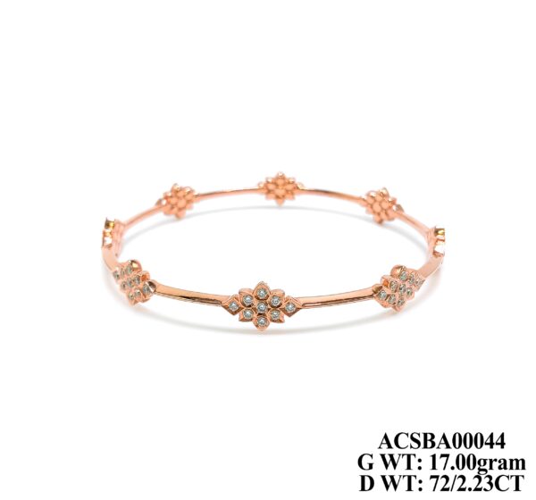 Elegant 17g Rose Gold Diamond Bangle -2.23ct Designer Bracelet