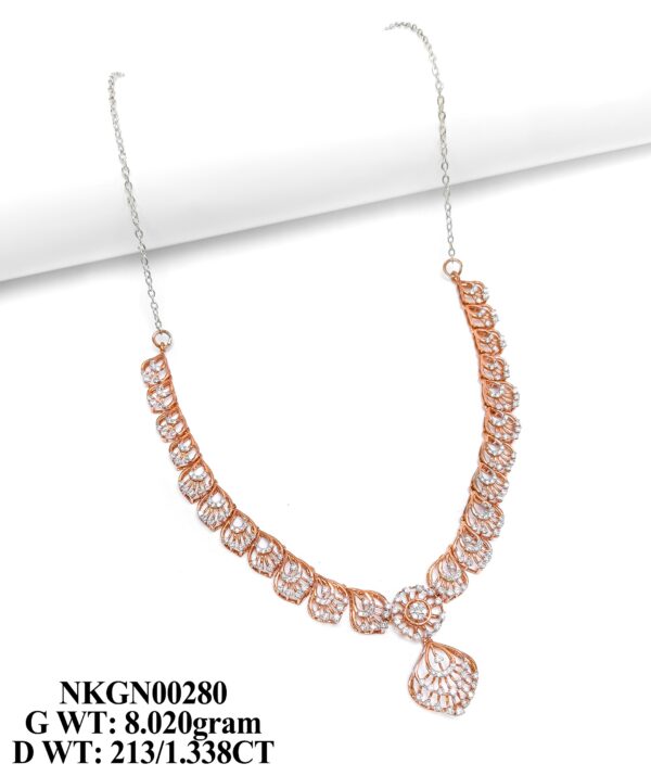 Luxury Rose Gold Floral Diamond Necklace - 1.33ct Genuine Diamonds