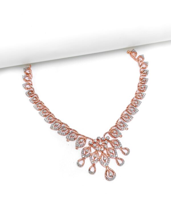 Luxury Rose Gold Floral Diamond Necklace - IGI Certified Diamonds