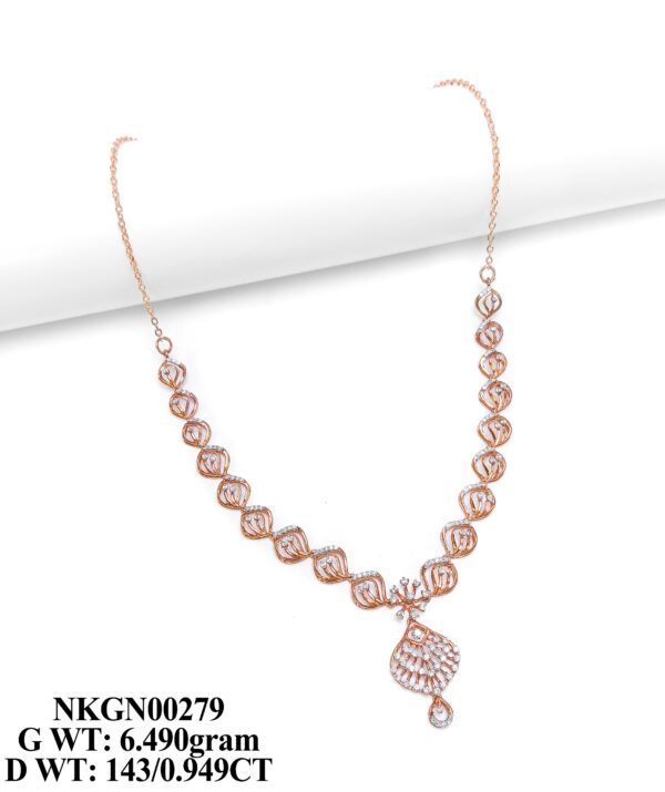 Luxury Rose Gold Floral Diamond Necklace - IGI Certified Diamonds