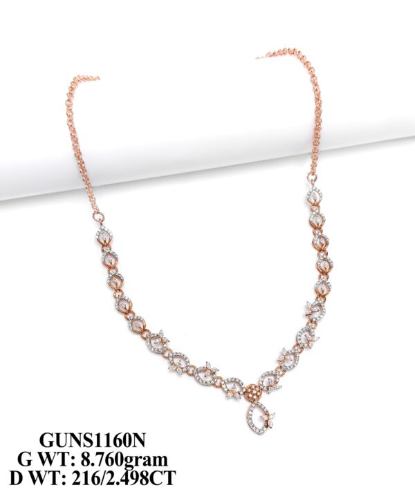 Elegant Gold Leaf Motif Statement Diamond Necklace for Women
