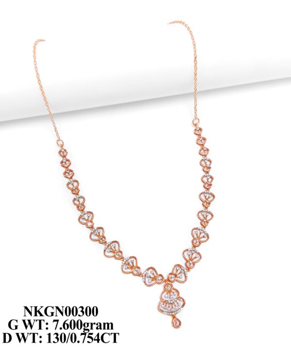 Luxury Rose Gold Floral Diamond Necklace - IGI Certified Diamonds