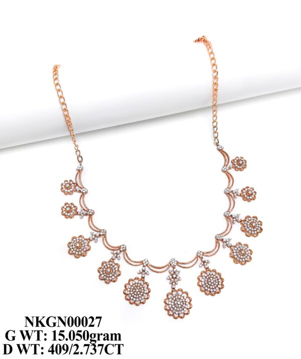 Luxury 15g Rose Gold Diamond Statement Necklace