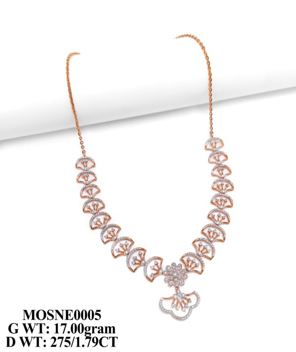 Luxury Rose Gold Floral Diamond Necklace - IGI Certified Diamonds
