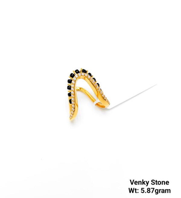 Venky Designer V-Shape Gold Ring with CZ Stones - 5.87g