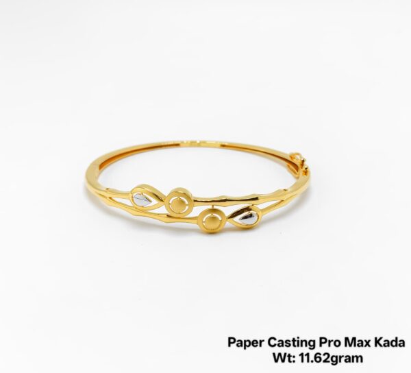 22K Yellow Gold Designer Kada for Women - Lightweight Paper Casting 11.62g
