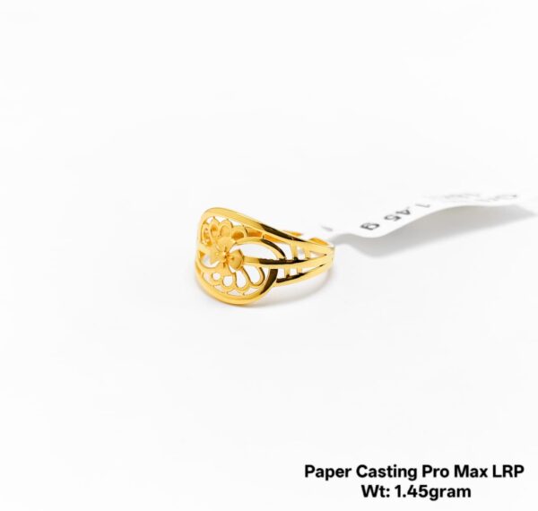 22KT Yellow Gold Floral Filigree Ring - 1.46g Lightweight Design