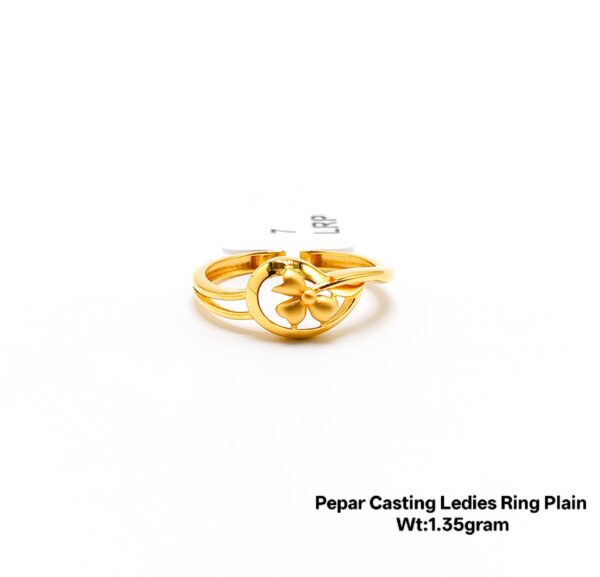 22KT Yellow Gold Floral Filigree Ring - 1.35g Lightweight Design