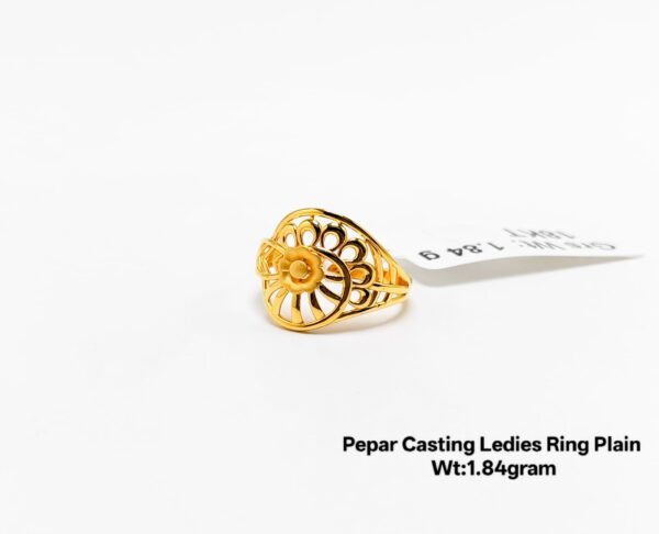 22KT Yellow Gold Floral Filigree Ring - 1.84g Lightweight Design
