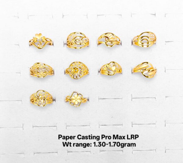 22KT Gold Lightweight Floral & Filigree Paper Casting Rings (1.30-1.70g)