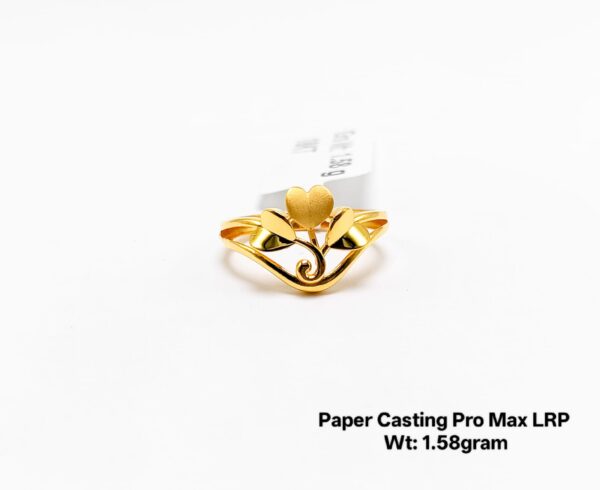 22KT Yellow Gold Floral Filigree Ring - 1.58g Lightweight Design