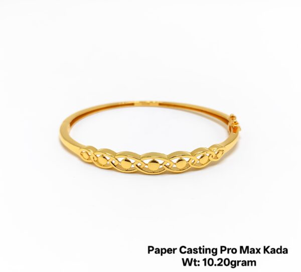 Designer 22KT Gold Kada/Bangle- Stylish Paper Casting Design (10.20 Grams)