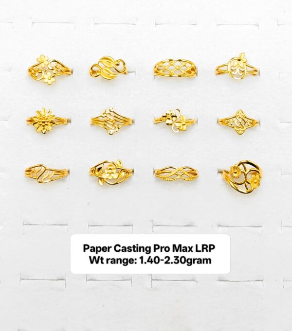 22KT Gold Lightweight Floral & Filigree Paper Casting Rings (1.40-2.30g)