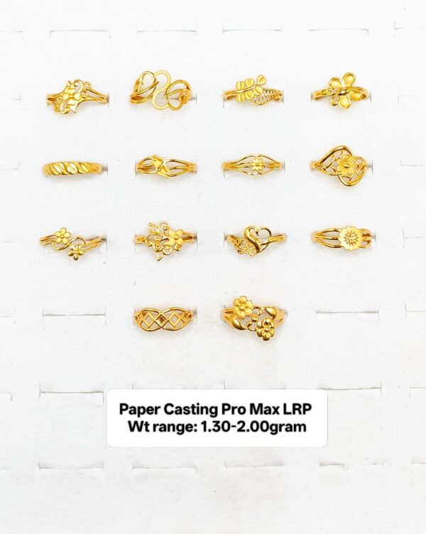 22KT Gold Lightweight Floral & Filigree Paper Casting Rings (1.30-2.00g)
