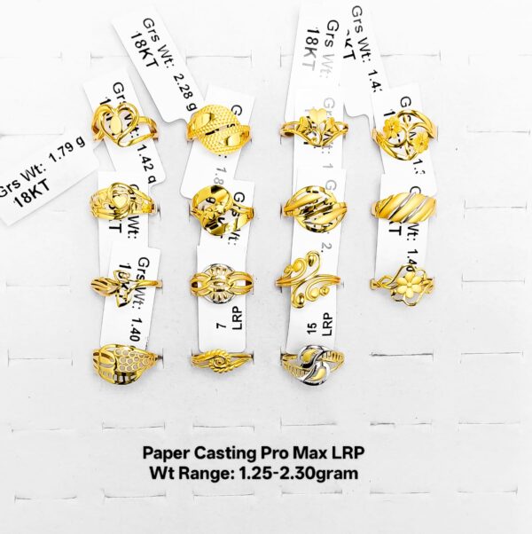 22KT Gold Lightweight Floral & Filigree Paper Casting Rings (1.25-2.30g)