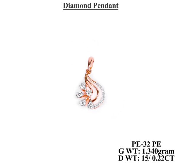Elegant 0.22CT Floral Diamond Pendant in Rose Gold