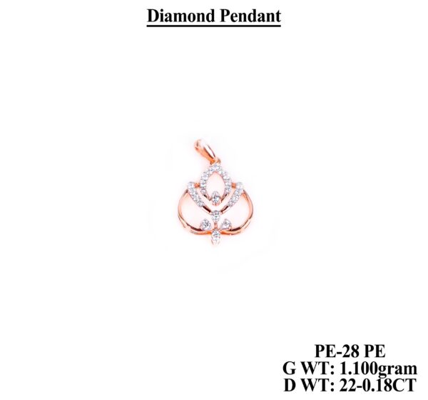 Luxury Premium Diamond Flower Pendant in 1.10g Rose Gold