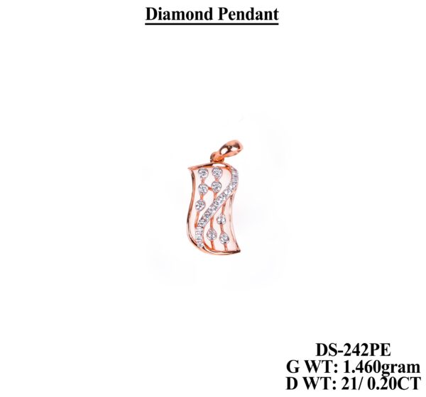 Exquisite Curved Rose Gold Diamond Pendant with 21 Brilliant Diamonds