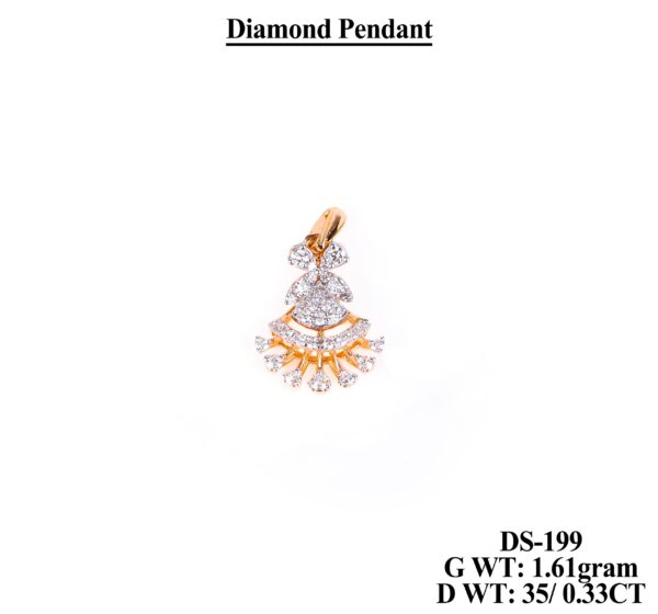 Modern Rose Gold Curve Diamond Pendant Necklace DS-199