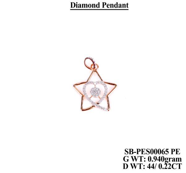 Luxury Diamond Star design Pendant in 0.940g Rose Gold